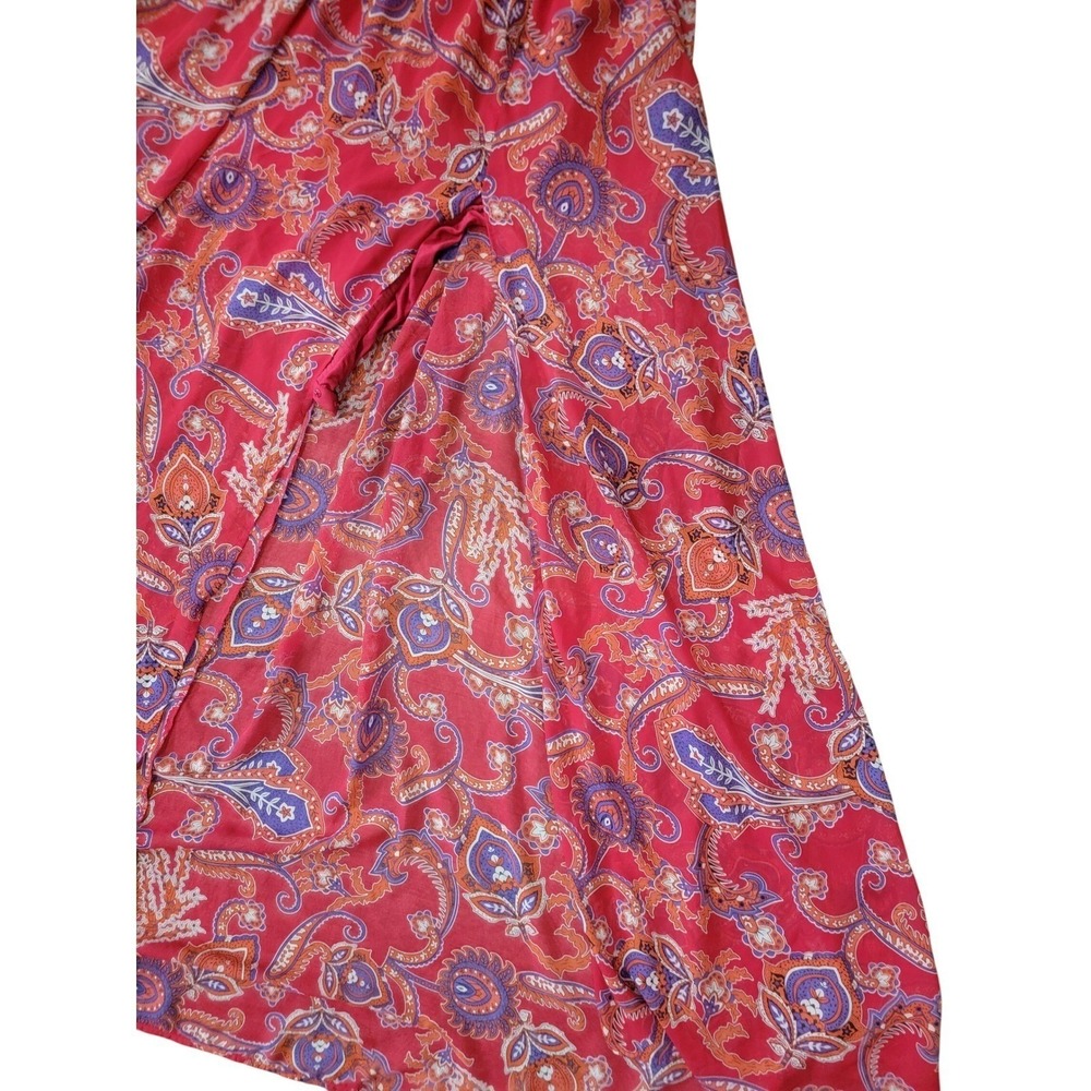 Fashion To Figure Red Paisley Halter Maxi Dress Plus Size 3 High Slit Gown - Picture 3 of 7